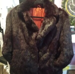 Elegant Dark Brown Women's Vintage Fur Coat 100% Coney Fur